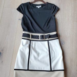 Dressbarn Tan/Black Career Dress - Size 4